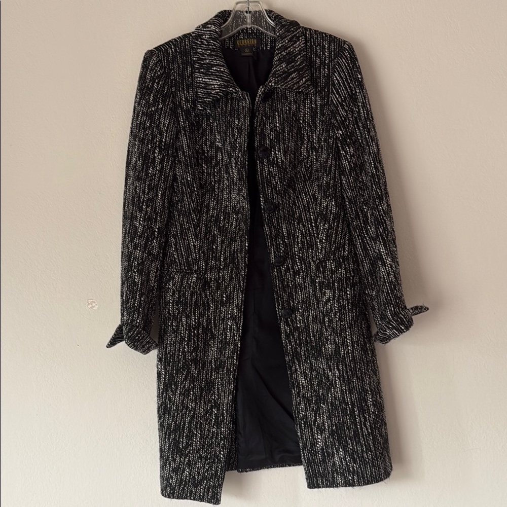 Elegant Black and White Pea Coat